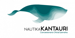 Logotipo con la ballena de color verde de Nautika Kantauri junto con la tipografia